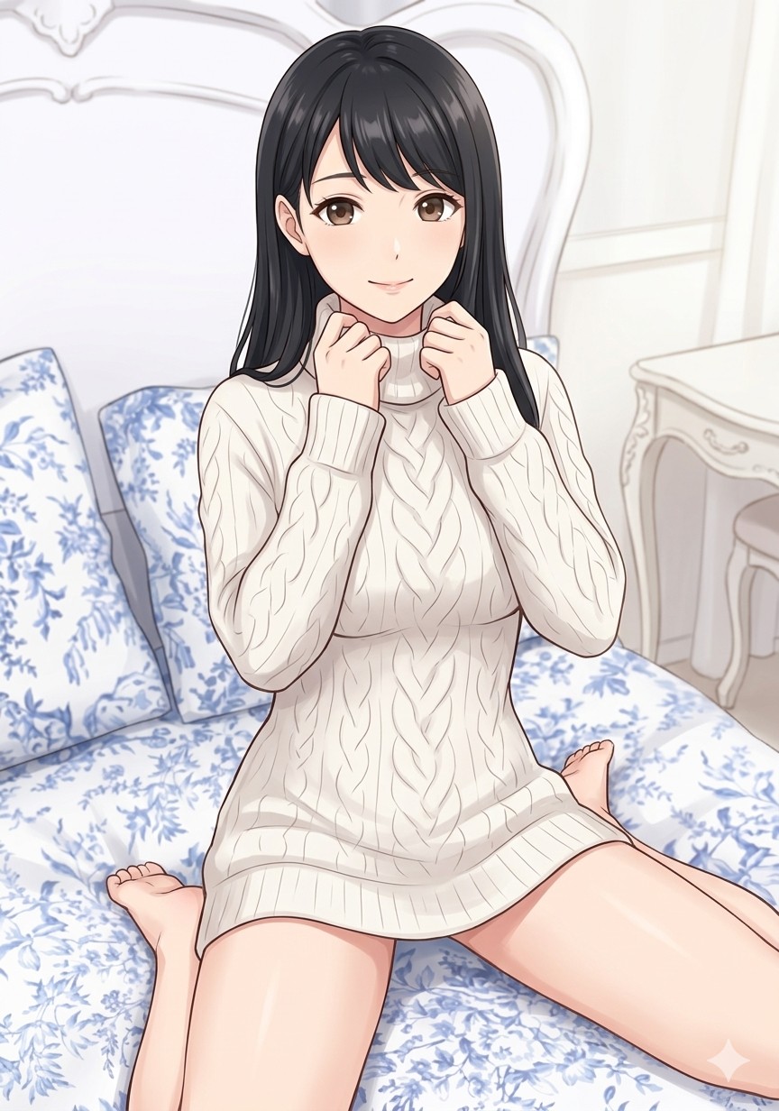 女の子座りと小顔効果のあごのせポーズ
