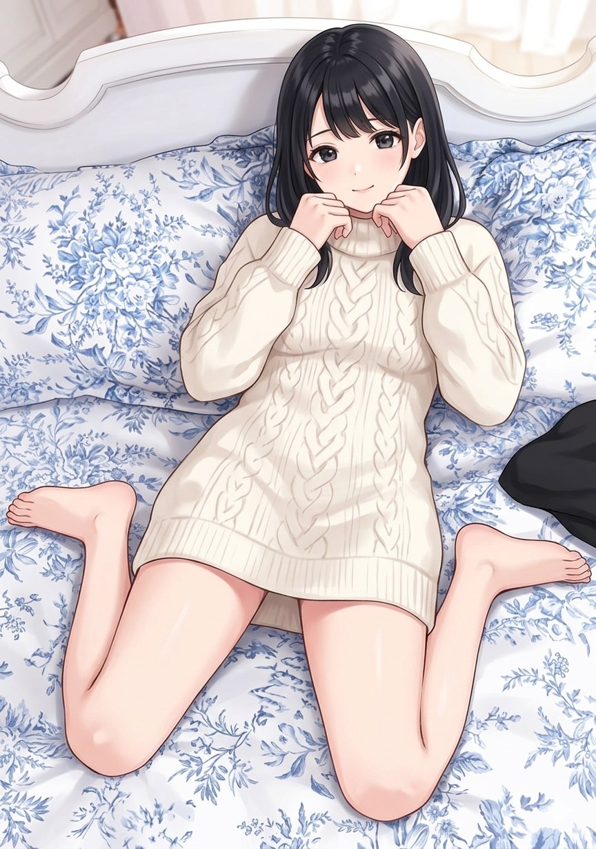 仰向けに寝て両手で顔を包むリラックスポーズ