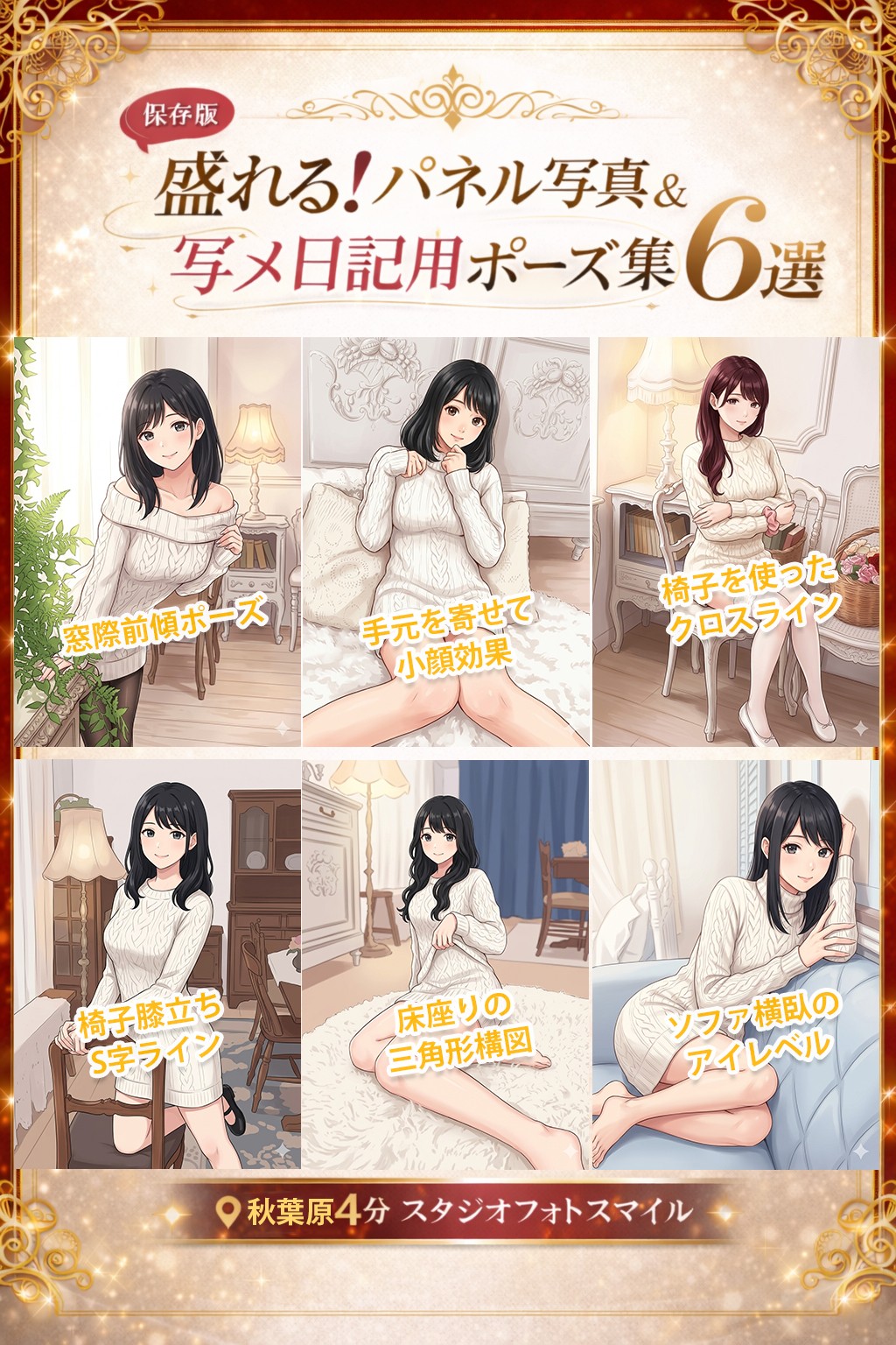 宣材写真ポーズ集 第4弾：家具や窓際を活用した奥行き演出テクニック解説
