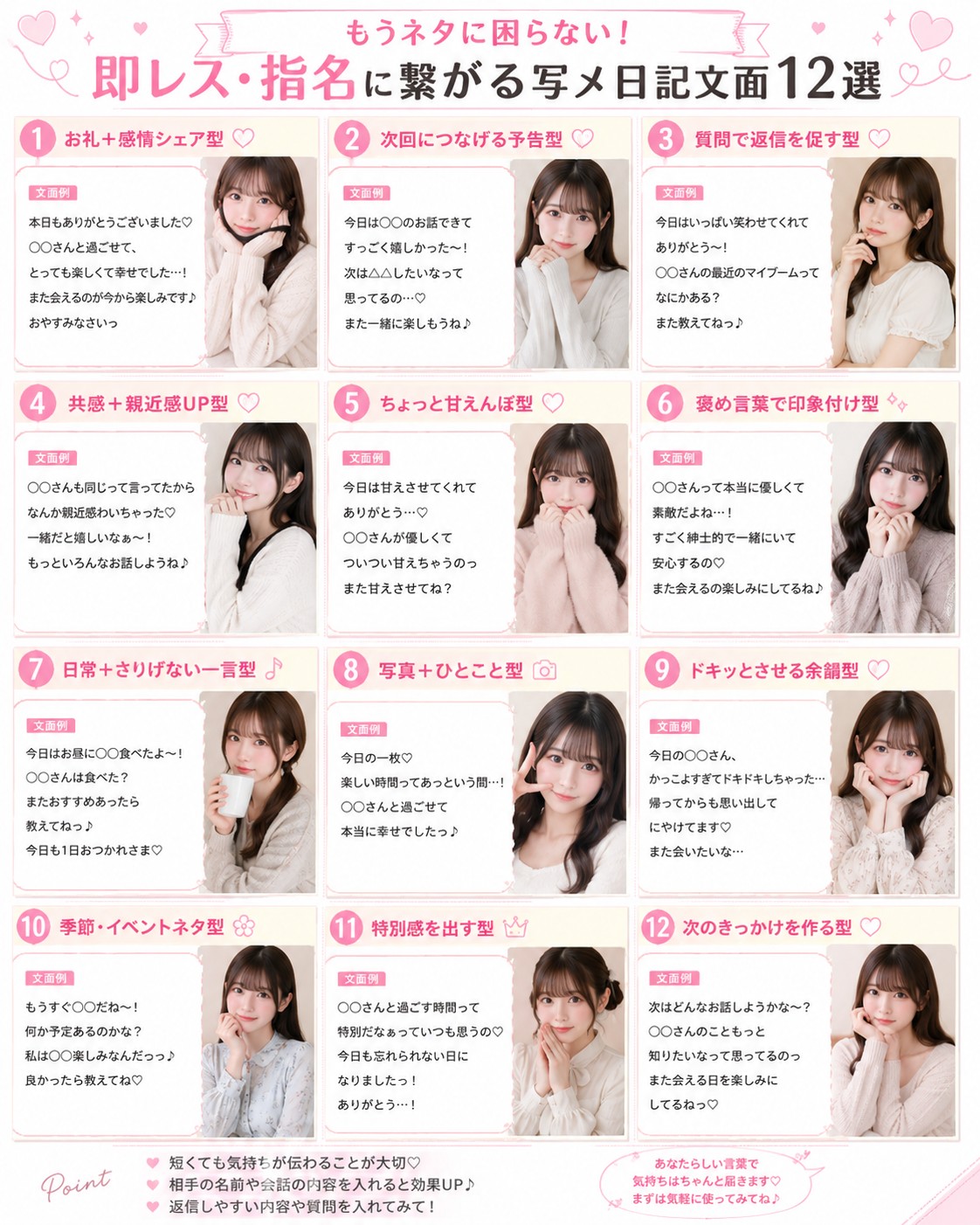 即レス・指名に繋がる写メ日記文面12選